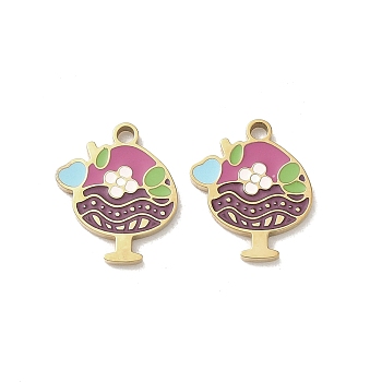 304 Stainless Steel Charms, Ice Cream, with Enamel, Ion Plating(IP), Real 18K Gold Plated, 14x12x1.3mm, Hole: 1.4mm