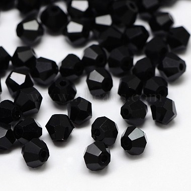 4mm Black Bicone Glass Beads