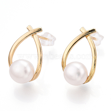 Natural Pearl Teardrop Stud Earrings(PEAR-N017-06B)-2