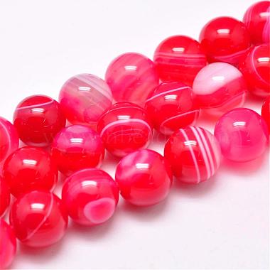 10mm PaleVioletRed Round Striped Agate Beads