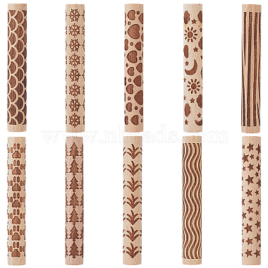 10Pcs 10 Styles Wood Rolling Pin(AJEW-GF0014-29)-1