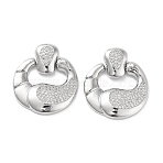 Brass with Cubic Zirconia Pendants, Cadmium Free & Lead Free, Ring, Platinum, 29x25x3.5mm, Hole: 4x3mm(KK-K353-06P)
