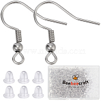 400Pcs 316 Surgical Stainless Steel Hook Earrings, Ear Wire, with Horizontal Loop, 21 Gauge, 20x19.5mm, Hole: 2mm, Pin: 0.7mm(STAS-BBC0006-23)