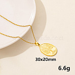 Stainless Steel Oval with Tree of Life Pendant Necklace, Women's Necklace(XM4050-4)
