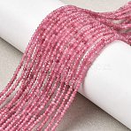 Natural Pink Tourmaline Beads Strands, Rondelle, 2x1mm, Hole: 0.5mm, about 380pcs/strand, 14.96''(38cm)(G-RM250101-T2)