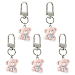 5Pcs Resin Pendant Decorations, with Alloy Swivel Clasps, Bear, Platinum, 55mm(HJEW-YW00334)