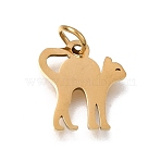 304 Stainless Steel Charms, Cat Shape Charms, Golden, 13x12x1mm, Hole: 3.5mm(SA-CBAF171-05G)