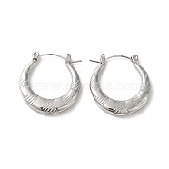 304 Stainless Hoop Earrings for Women, Double Horn, Stainless Steel Color, 23.5x22x3.5mm(EJEW-Z026-37P)