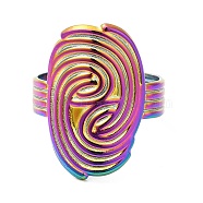 Ion Plating(IP) 304 Stainless Steel Vortex Open Cuff Ring for Women, Rainbow Color, Inner Diameter: 18mm(RJEW-M149-17RC)