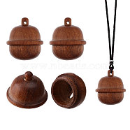 Openable Wood Pendants, Bell Charms For Bracelet Jewelry Making Decoration Bells Crafting Hanging Accessories, Saddle Brown, 23.5x19.5mm, Hole: 1.4mm, Inner Diameter: 11.5~13.5mm(WOOD-WH0001-08)