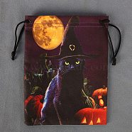 Velvet Jewelry Storage Drawstring Pouches, Rectangle Jewelry Bags, for Witchcraft Articles Storage, Cat Shape, 18x14cm(WICR-PW0007-03C)