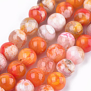 Dyed Natural Agate Beads Strands, Round, Coral, 8mm, Hole: 1mm, about 48pcs/strand, 14.9 inch(G-T109-8mm-07)
