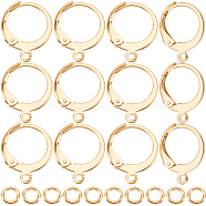 100Pcs 304 Stainless Steel Leverback Earring Findings, with Loop, 100Pcs Rack Plating Brass Jump Rings, Real 24K Gold Plated, 14.5x12.5x2mm, Hole: 1.2mm(DIY-BBC0002-77)
