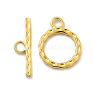 Ion Plating(IP) 304 Stainless Steel Toggle Clasps, Round Ring, Real 18K Gold Plated, Ring: 18x14x2mm, Hole: 2.8mm, 10.5mm inner diameter, Bar: 19.5x5.5x2mm, hole: 2.8mm(STAS-F290-04G)