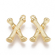 Brass Pendants, Letter, Nickel Free, Real 18K Gold Plated, Letter.X, 18.5x13x4mm, Hole: 1mm(KK-T038-193G-X)