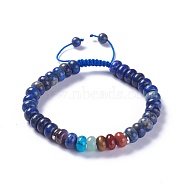 Adjustable Nylon Cord Braided Bead Bracelets, with Natural Lapis Lazuli Beads and Alloy Findings, 2-1/8 inch~2-3/4 inch(5.3~7.1cm)(BJEW-F369-C11)