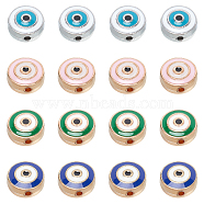 NBEADS Alloy Enamel Beads, Flat Round with Evil Eye, Mixed Color, 10x5mm, Hole: 1.2mm, 4 colors, 16pcs/color, 64pcs/Box(ENAM-NB0001-37LG)