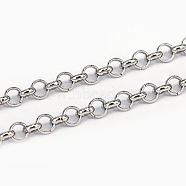 3.28 Feet 304 Stainless Steel Rolo Chains, Belcher Chains, Unwelded, Stainless Steel Color, 4x1mm(X-CHS-L001-28-4mm)