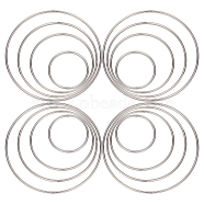 16Pcs 4 Style Iron Linking Rings, Round Rings, Craft Loop, for Macrame Craft, Woven Net/Web with Feather Making, Platinum, 51~120x2.8mm, 4pcs/style(IFIN-GF0001-31)