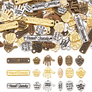 DIY Jewelry Making Finding Kit, Including 216Pcs 12 Style Alloy Charms & Connector Charms, Oval & Flower & Rectangle & Palm & Heart with Word, Mixed Color, 8~25.5x5.5~13x0.9~2mm, 12Pcs/style(FIND-FG0002-04)