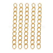 Iron Ends with Twist Chains, Cadmium Free & Lead Free, Golden, 50x3.5mm, Links: 5.5x3.5x0.5mm(CH-CH017-G-5cm)