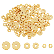 SUPERFINDINGS 120Pcs 3 Style Brass Beads, Long-Lasting Plated, Flat Round/Disc, Heishi Beads, Real 18K Gold Plated, 4~7.5x1.5mm, Hole:, 1.6~1.8mm, 40pcs/style(KK-FH0004-65)
