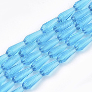 Transparent Glass Beads Strands, Faceted, Teardrop, Light Sky Blue, 9~10x4mm, Hole: 1mm, about 70~72pcs/Strand, 63~67cm(X-GLAA-T009-004B)