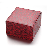 Square PU Leather Jewelry Boxes for Watch, with Sponge Pad Inside, Red, 99x99x62mm(CON-M004-06)