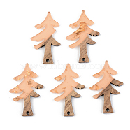 Transparent Resin & Walnut Wood Pendants, with Gold Foil, Christmas Tree, Dark Salmon, 38x24.5x3mm, Hole: 2mm(RESI-S389-008A-B04)