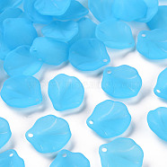 Transparent Frosted Acrylic Pendants, Petaline, Deep Sky Blue, 16x14.5x3mm, Hole: 1.6mm(MACR-S371-02A-755)