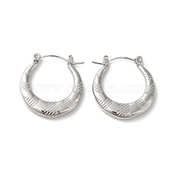 Non-Tarnish 304 Stainless Hoop Earrings for Women, Double Horn, Stainless Steel Color, 23.5x22x3.5mm(EJEW-Z026-37P)