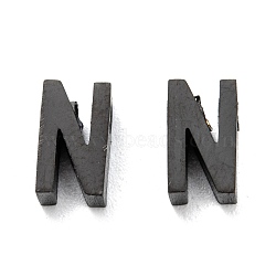 304 Stainless Steel Charms, Alphabet, Electrophoresis Black, Letter.N, 8x4.5x3mm, Hole: 1.8mm(STAS-K216-41N-EB)