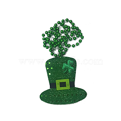 Plastic Hat Pendant Necklace with Ball Chains for Saint Patrick's Day, Green, 33.07 inch(84cm)(FEPA-PW0001-176A)