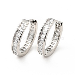 Clear Cubic Zirconia Hinged Hoop Earrings, Rack Plating Brass Jewelry for Women, Platinum, 14x15x3mm, Pin: 0.8mm(EJEW-F288-09P)
