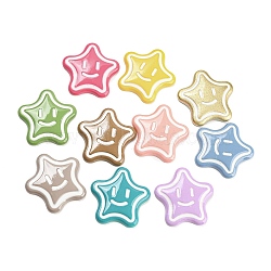 Opaque Resin Cabochons, Star with Smiling Face, Mixed Color, 23x23x3.5mm(RESI-D003-06)