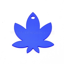 Aluminum Blank Pendants, Maple Leaf, Blue, 43.5x35x1mm, Hole: 3mm, 10pcs/bag(ALUM-WH0164-92B)