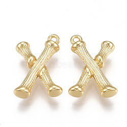 Brass Pendants, Letter, Nickel Free, Real 18K Gold Plated, Letter.X, 18.5x13x4mm, Hole: 1mm(KK-T038-193G-X)
