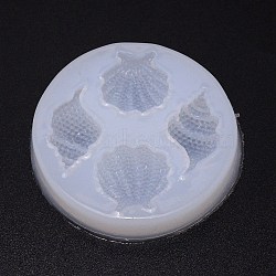 Ocean Theme DIY Pendants Silicone Molds, Resin Casting Pendant Molds, For UV Resin, Epoxy Resin Jewelry Making, Shell & Conch, White, 70x12mm, Inner Diameter: 17~23x22~31.5mm(DIY-TAC0013-35)