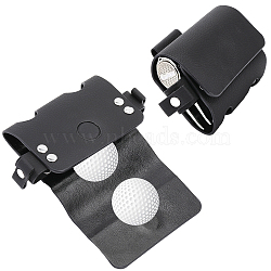 Imitation Leather Double Golf Ball Storage Bags, Portable Golf Ball Case Waist Holder, with Magnetic Clasp, for Golfing Sporting Tool Accessories, Gift for Golfer, Black, 79x130x30mm, Hole: 18.5mm(AJEW-WH0258-576A)