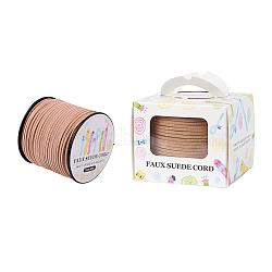 Faux Suede Cord, Faux Suede Lace, Paper Box Packing, PeachPuff, 3.0x1.4mm, about 98.43yards/roll(90m/roll)(LW-JP0001-3.0mm-1114)