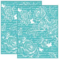Self-Adhesive Silk Screen Printing Stencil, for Painting on Wood, DIY Decoration T-Shirt Fabric, Turquoise, June Rose, 280x220mm(DIY-WH0338-261)