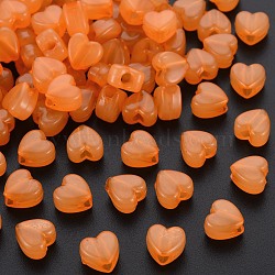 Imitation Jelly Acrylic Beads, Heart, Dark Orange, 8x8.5x5.5mm, Hole: 2.5mm, about 2030pcs/500g(MACR-S373-95-EA05)