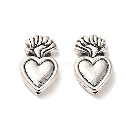 Tibetan Style Alloy Beads, Cadmium Free & Lead Free, Heart, Antique Silver, 15x10x3.5mm, Hole: 1.2mm(X-FIND-C043-058AS)