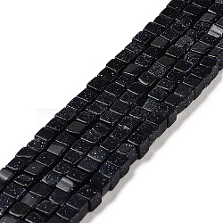 Synthetic Blue Goldstone Beads Strands, Cube, 4~4.5x4~4.5x4~4.5mm, Hole: 0.8mm, about 90pcs/strand, 15.20~15.35 inch(38.6~39cm)(G-G002-A07)