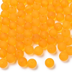 Round Transparent Acrylic Beads, Frosted, Orange, 10mm, Hole: 2mm, about 880pcs/500g(PL705-7)