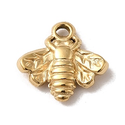 304 Stainless Steel Charms, Bees Charm, Real 14K Gold Plated, 10x10.5x2mm, Hole: 1.1mm(X-STAS-L022-286G)