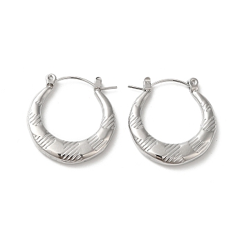 304 Stainless Hoop Earrings for Women, Double Horn, Stainless Steel Color, 23.5x22x3.5mm