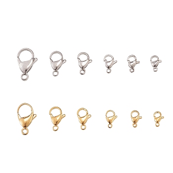 304 Stainless Steel Lobster Claw Clasps, Golden & Stainless Steel Color, 5.4x5.3x2cm, 60pcs/box
