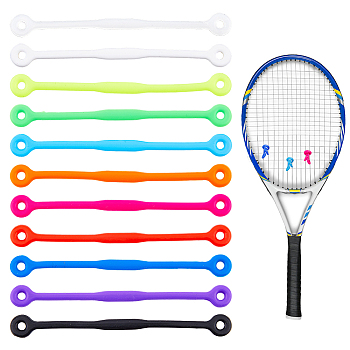 22Pcs 11 Colors Silicone Tennis Racquet Dampener, Vibration Dampener, Mixed Color, 120x12~12.5x3mm, Hole: 4mm, 2pcs/color