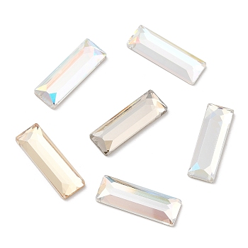 K5 Glass Rhinestone Cabochons, Flat Back & Back Plated, Faceted, Rectangle, Mixed Color, 18x6x2.5mm